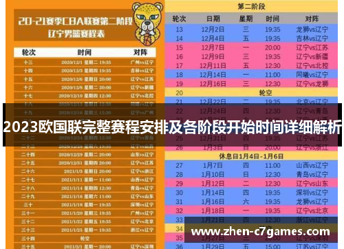 2023欧国联完整赛程安排及各阶段开始时间详细解析